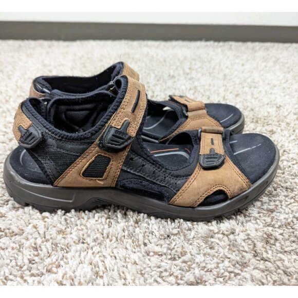 Ecco Yucatan Sandals Men\'s 46 EU 12-12.5 US Brown Black Leather Strap Outdoor main image 4